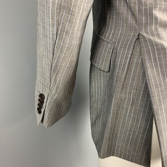ETRO Size 38 Regular Gray Stripe Wool / Mohair Notch Lapel Suit - Picture 5 of 10